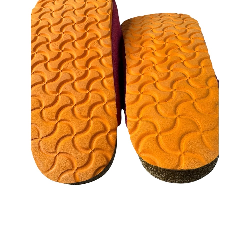 Birkenstock Arizona Shearling Pink Wool Felt Sandals Orange Sole Narrow 40 L9 M7 - Picture 8 of 10